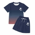 thumbnail image 6 of Ulitacool 2-3 Years Toddler Outfits For Girl Short Sleeve Gradient Print Crewneck Tops Lightweight Shorts Summer Sportwear Basic Clothing Navy, 6 of 6