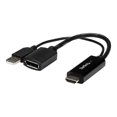thumbnail image 1 of StarTech.com 4K 30Hz HDMI to DisplayPort Video Adapter w/ USB Power - 6 in - HDMI 1.4 (Male) to DP 1.2 (Female) Active Monitor Converter (HD2DP) - Adapter cable - HDMI, USB (power only) male to DisplayPort female - 10 in - black - active, 4K30Hz (3840 x 2160) support - for P/N: SV211HDUC, SV221HUC4K, 1 of 8