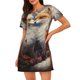 thumbnail image 1 of Balery Romantic Flower Fox Couple Camisón de manga corta con cuello redondo para mujer, cómodo y elegante., 1 of 6