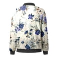 thumbnail image 4 of Wxolcjlv Women's Floral Print Bomber Jacket Full Zip Long Sleeve Casual Coat With Pockets, 4 of 5