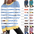 thumbnail image 3 of Womens Oversized Striped Crewneck Sweatshirt,Scalloped Long Sleeve Pullover Y2K Tops,Loose Fit Lightweight,Comfort Cute Sweatshirts,Soft Cozy Loungewear,2026 Fall Casual Trendy Outfits Coffee, 3 of 6