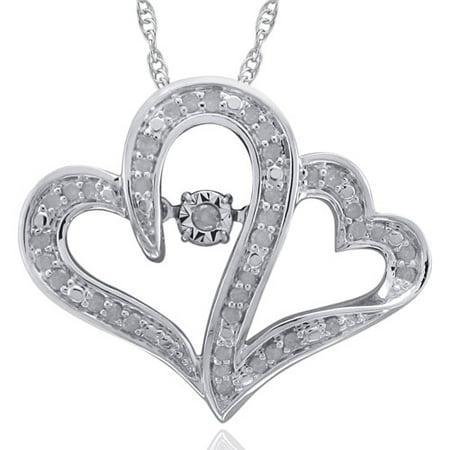 Heart 2 Heart 1/4 Carat T.W. Diamond Sterling Silver Floating Pendant with Chain