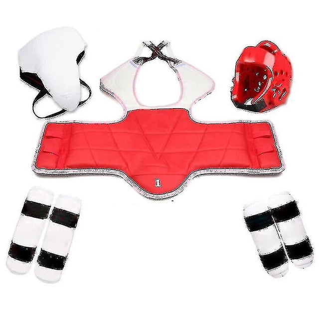 Conjunto de cinco piezas de Taekwondo, equipo Protector de Taekwondo, casco, armadura, guante de boxeo, equipo de Taekwondo, Protector de cabeza 3
