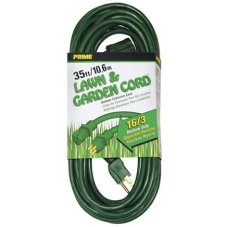 Prime Wire & Cable  35 ft. 16 by 3 SJTW Patio & Deck Extension Cord, Green