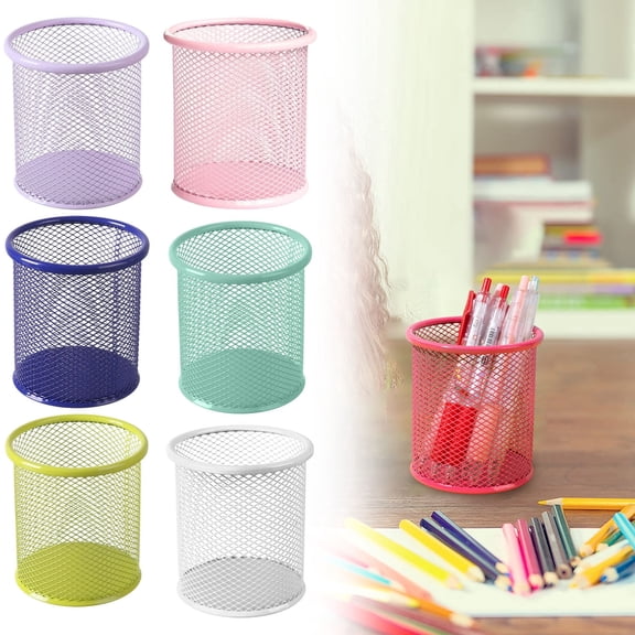 Wire Mesh Pen Holder, Pencil Cup, Desk Organizer Pen Holder for Desk for Stationery, Scissors, Sch ool, Office Supplies Green 1Pcs
