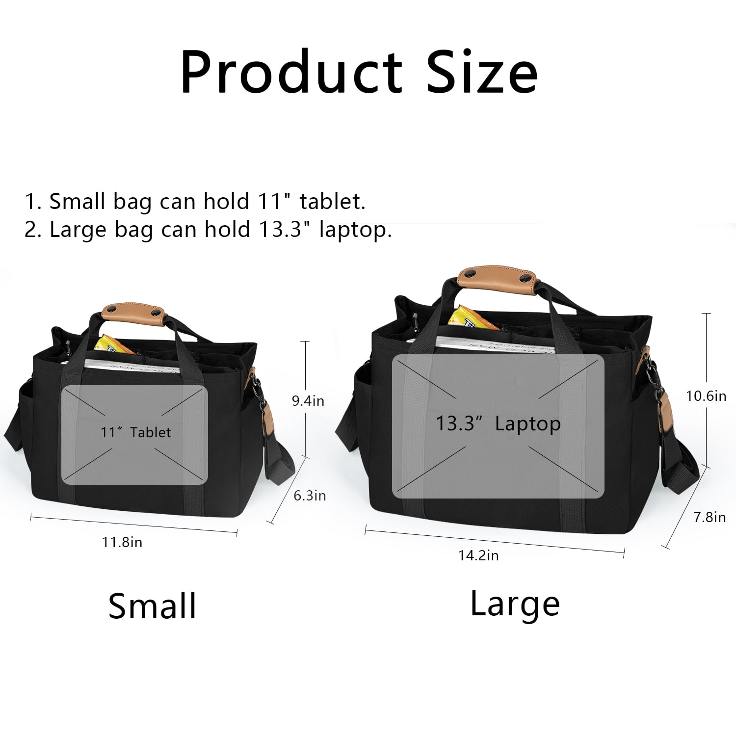 Large Canvas Tote Bag for Women With Pockets, Cute Crossbody Shoulder Purses Handbag for Work Travel