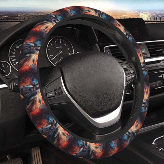 Steering Wheel Cover Anti-Slip Elastic Car Protective Universal 15 Inch Fit for Vehicles Auto SUVs , Horse Tribal Ethnic Galaxy