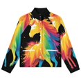 thumbnail image 4 of Jackets for Women Winter Coat Jackets Flannel Stand Collar Jacket(Colorful Unicorn Burst Design,Size:S-4XL), 4 of 7