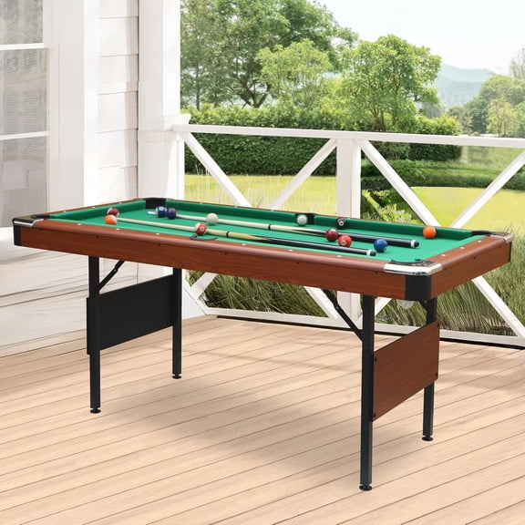 5.3 ft Portable Pool Table, Billiard Tables, Foldable Mesa De Billar para Space-Saving with Billiard Complete Set of Accessories, Indoor or Outdoor Pool Table