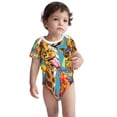 thumbnail image 2 of Yiaed Colorful Giraffes with Drinks Print Infant Climbing Short Sleeve Onesie One-Piece Baby Bodysuit Clothes 0-12 Months -6 Months, 2 of 6