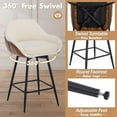 thumbnail image 4 of Studyset Swivel Bar Stools Set of 2, 26" Modern Counter Height Bar Stools for Kitchen Island, Upholstered Sherpa Fabric Barstools Island Chairs with Backs and Metal Legs, 4 of 6