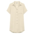 thumbnail image 2 of Pounoo Women's Cover Ups Button Front Short Sleeve Shirt Dresses Beach Vacation Style Lightweight Breathable Loose Fit Tops Gift, 2 of 7