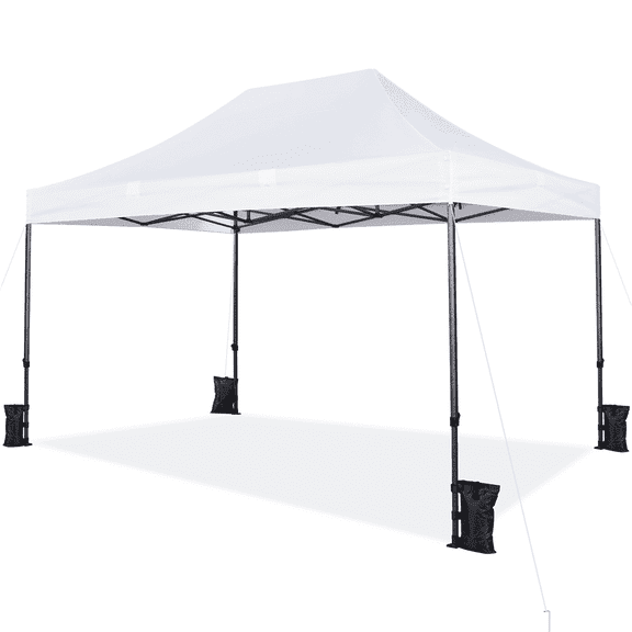 Yaheetech 15x10ft Commercial Canopy Outdoor Tent Metal Frame Canopy for Commercial Market Party, White