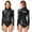 Black, variant on Women's Shiny Bodysuit Fuax Leather High Neck Long Sleeve Performance Wear Party Role Play Dress Up