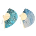 thumbnail image 4 of uds ventilador plegable Manual de bambú mano albaricoque flor lavado pintura clima decoración artesanal, 4 of 5