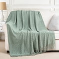 thumbnail image 3 of Battilo Sage Green Throw Blanket for Couch,Knitted Boho Sage Throws,Green Blanket for Spring,50"x60", 3 of 8
