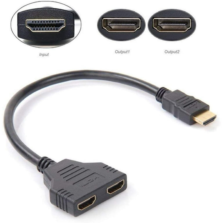 stamme I tide Et hundrede år HDMI Splitter Adapter, HDMI Male to 2 HDMI Female Splitter Cable for HDTV,  LCD Monitor and Projectors, 1080P Dual HDMI Adapter 1 to 2 Way ( Black) -  Walmart.com