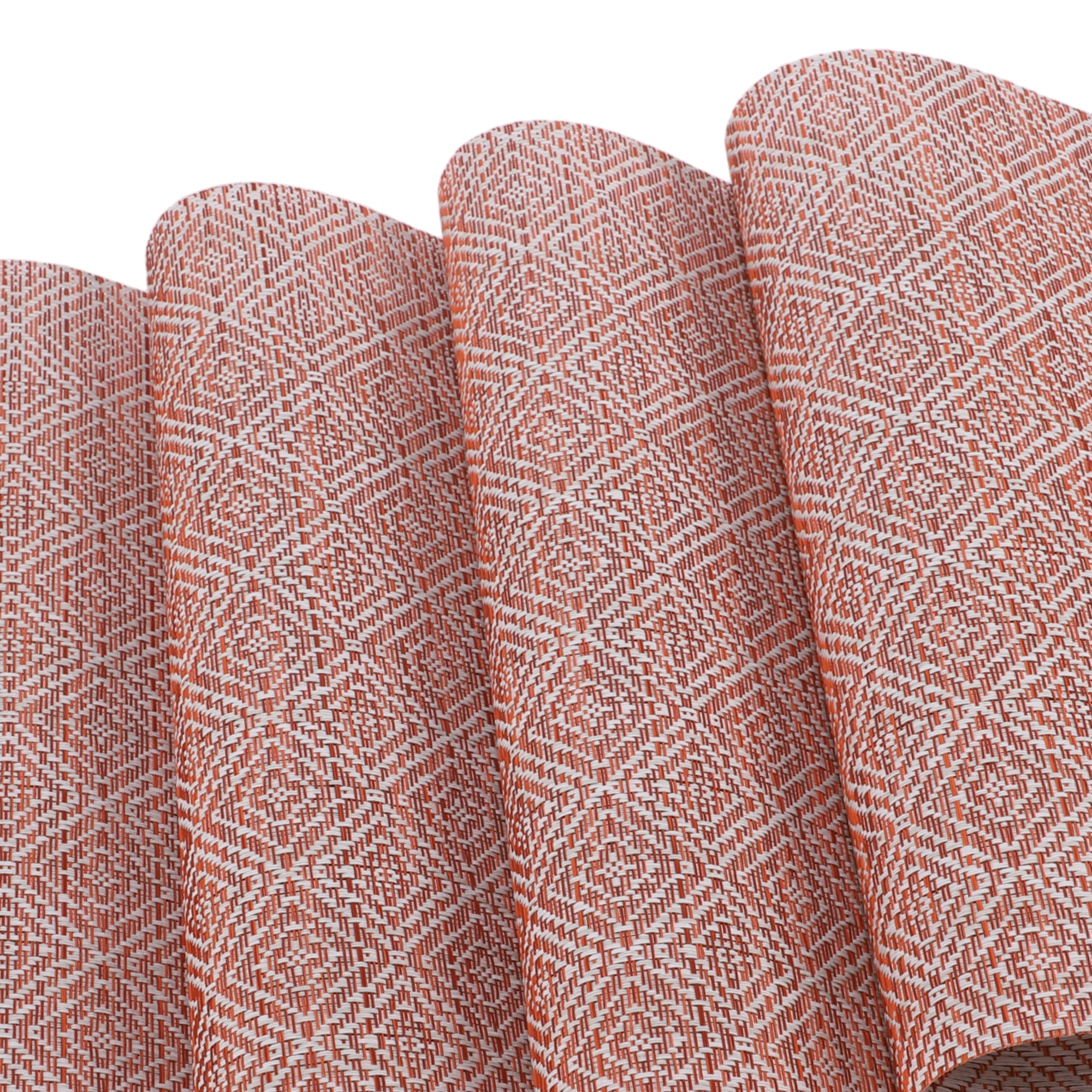 Unique Bargains 4 Pcs Diamond Pattern Polyester Heat Resistant Washable Placemats Red