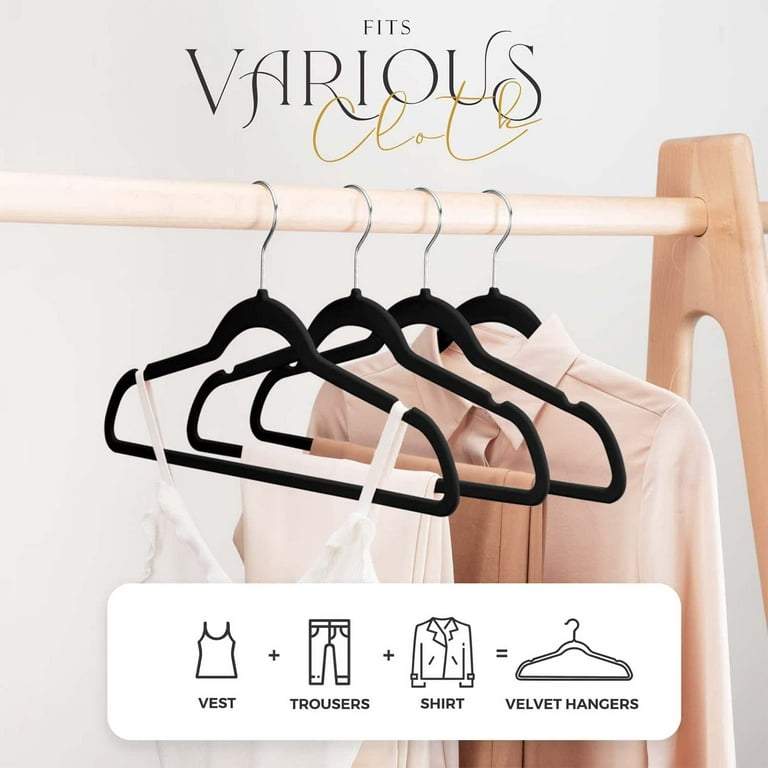 HOUSE DAY Black Velvet Hangers 60 Pack, Premium Clothes Hangers