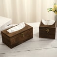 thumbnail image 3 of Bobasndm Brown and Torched Wood Tissue Box Holder Cover with Easy Refillable Open Top Lid, Handmade Wooden Rectangular Tissue Box with Natural Wood Grain Texture, 3 of 9
