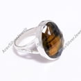 thumbnail image 4 of Natural Blue Tiger Eye Gemstone 925 Sterling Silver Handmade Statement Promise Ring Jewelry Gift for Her and Him, 4 of 5
