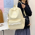thumbnail image 5 of Polka Dot Print Lace Backpack, Large Capacity Multi-Pocket School Bag with Compartments for Travel Outdoor (Yellow 430*300*140), 5 of 9