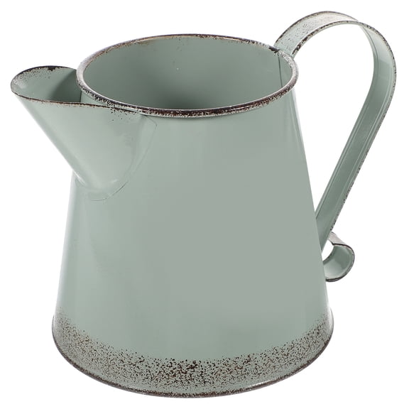 Supvox Vintage Sky Blue Iron Pitcher Vase with Handle Corrosion Resistant for Home Garden Decoration
