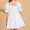 thumbnail image 4 of Kovlvoll Girls Summer Ruffle Short Sleeve Dresses Child Girl Pleated Solid Color Loose Casual Dresses 2-13 Years, 4 of 6