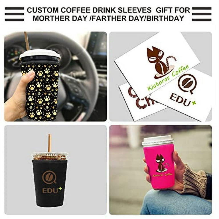 Kiatoras Reusable Iced Coffee Sleeve Neoprene Cup Sleeves for Cold Drinks Insulator Coffee Sleeves for Iced Coffee Cup 3 Pack Cozy Coffee Sock