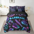 thumbnail image 2 of Manfei Cartoon Ball Sports Twin Bedding Sets 7-Piece, Neon Baseball Print Bedding Comforter Set, Teens Boys Girls Kids Reversible Sheet Sets, Microfiber Bedroom Decor, 2 of 7