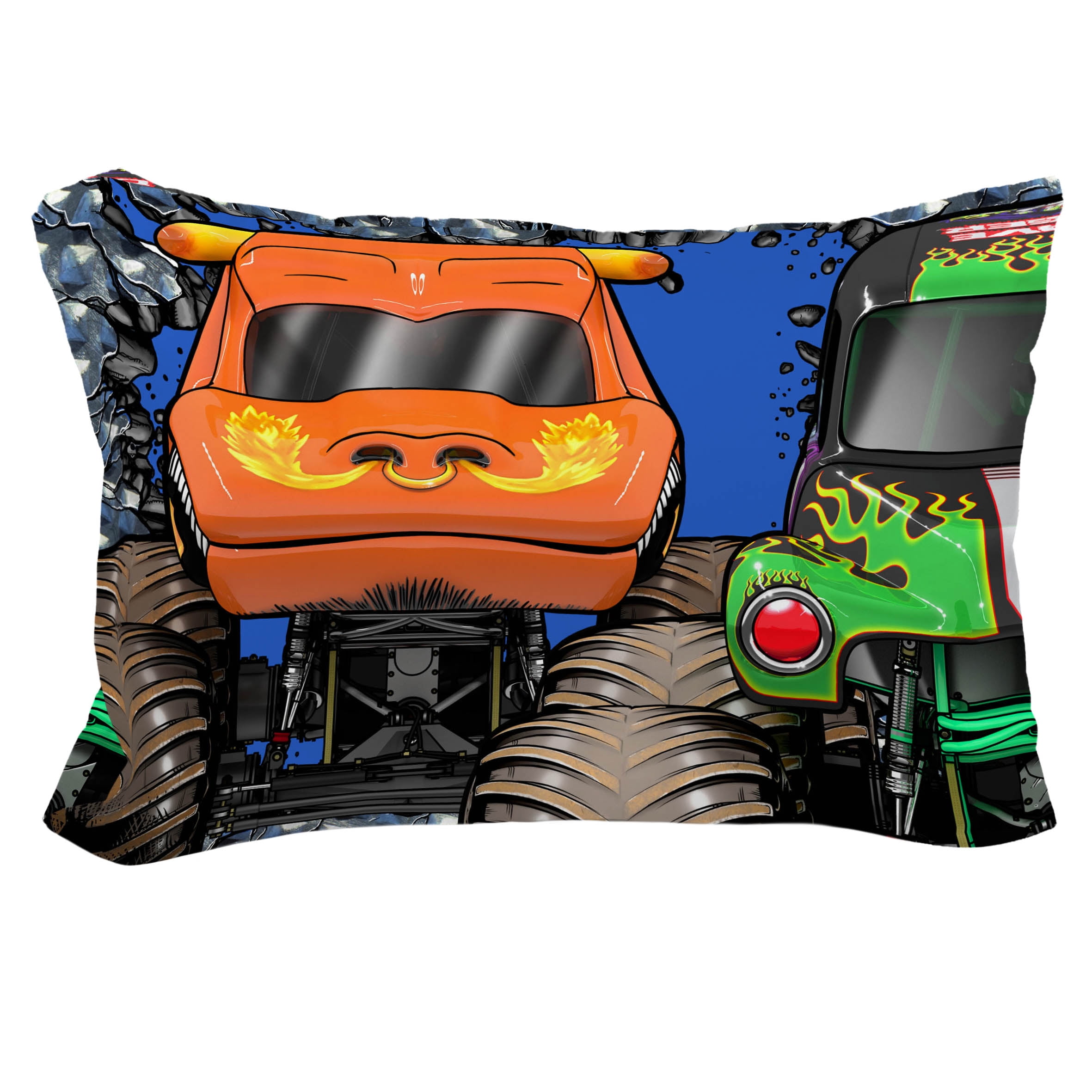 Monster Jam Smash & Mash Kids Multicolor 2 Piece Reversible Comforter and Pillowcase Bedding Set, Twin/Full