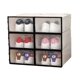 thumbnail image 1 of Caja de zapatos de plástico apilable y plegable, organizador de zapatos, cajón de almacenamiento para estuche, 6 unidades, 1 of 5