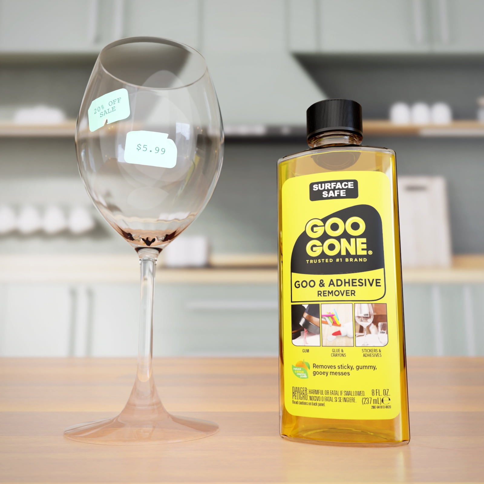 Goo Gone 2087 Goo and Adhesive Remover, 8 oz Bottle, Liqu