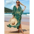 thumbnail image 5 of Women Animal Print Kaftan Dresses Plus Size Swimsuit Coverup 2025 Summer Bathing Suit Green&Yellow Leopard Dot One Size, 5 of 8