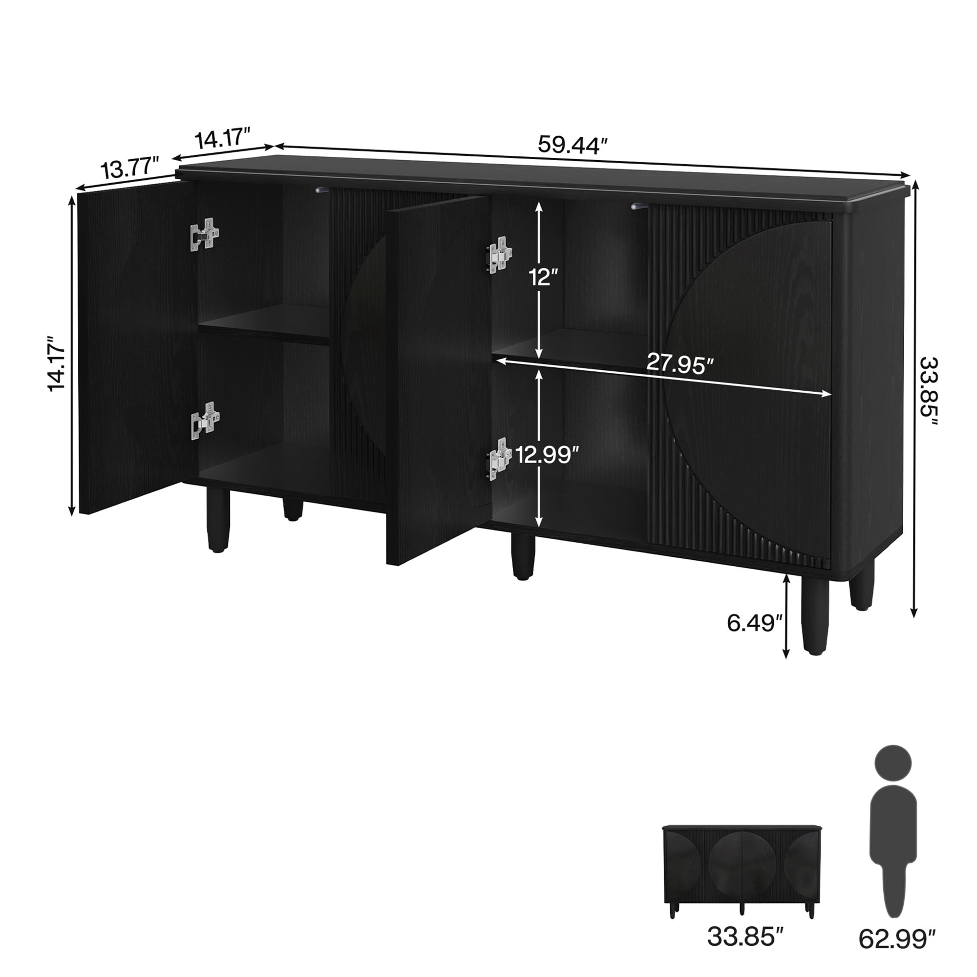 MAYEERTY Spacious Countertop Buffet Cabinet 4-Tier Storage for Dishware Utensils