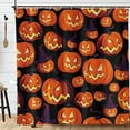 thumbnail image 2 of Halloween Pumpkins Shower Curtain Set Party Decor Bath Curtain 12 Hooks Include 72x72 inch Waterproof Polyester Fabric, 2 of 7