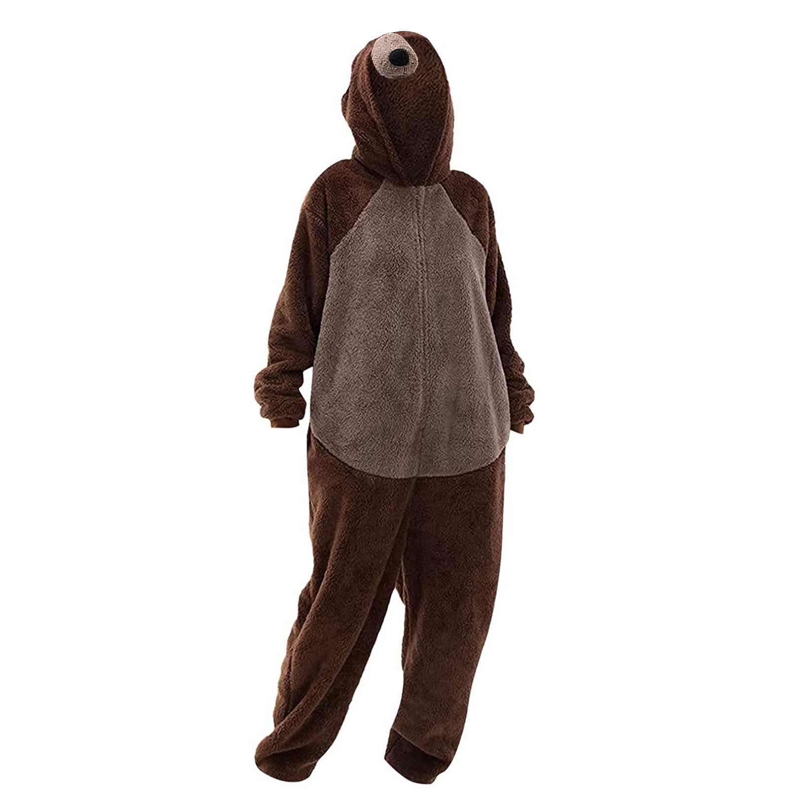 BONIXOOM Christmas Pajamas For Women Couples Christmas Pajamas Loungewear None Long Sleeve Sleep Pants Solid Brown L