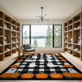 thumbnail image 2 of ODIKA Halloween Ghost Plaid Pumpkin Border Striped Fallc Door Doormat Low Profile Flatwoven for Great Room, Indoor Open Concept, Large Living, 2 of 7