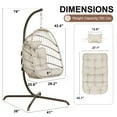 thumbnail image 3 of RADIATA Outdoor Egg Swing Chair with Stand, 350lbs Heavy-Duty Wicker, Comfy Thick Cushion, for Balcony, Patio, Bedroom, Indoor Use, Beige, 3 of 8