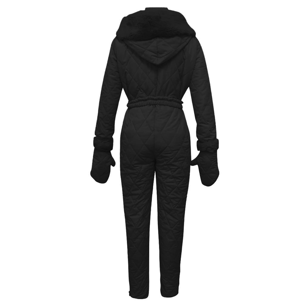 Women Winter Warm Snowsuit Outdoor Hooded Sports Ski Suit Waterproof Thick Pants 
