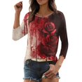 thumbnail image 5 of Womens Halloween Shirts Funny 3/4 Sleeve T Shirts Spooky Halloween Printed Tops Horror Crew Neck Pullover Holiday Three Quarter Length Blouses, 5XL, 5 of 7