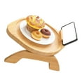 thumbnail image 2 of Couch Tray Burlywood Bamboo Folding Sofa Arm Clip Table for Snack Home Dormitory Round, 2 of 12
