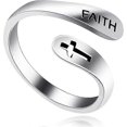 thumbnail image 4 of Adjustable 925 Sterling Silver Cross Faith Ring for Women and Men, Christian Finger Open Rings, Religion Jewelry, 4 of 5