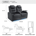 thumbnail image 2 of comfiroom Top Grain Leather Home Theater Seating Seats, Simple Style Dual Power Gaming Sofa Top Grain Leather Movie Theater Chairs Theater Recliner Sofa with Type-C USB Charger (Black, Row of 2), 2 of 9