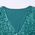 thumbnail image 6 of Jalioing Womens Sequin Blouse V-Neck Fashion Tunic Top Patchwork Long Sleeved Sparkly Dressy Shirt (3X-Large, Sky Blue), 6 of 7