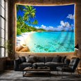 thumbnail image 5 of Tropical Coastline with White Sand and Palm Trees, Peaceful Coastal Style for Beach Lovers, Ocean Wall Art, Housewarming Gift, Tapestry Wall Hanging for Bedroom and Living Room, 5 of 6
