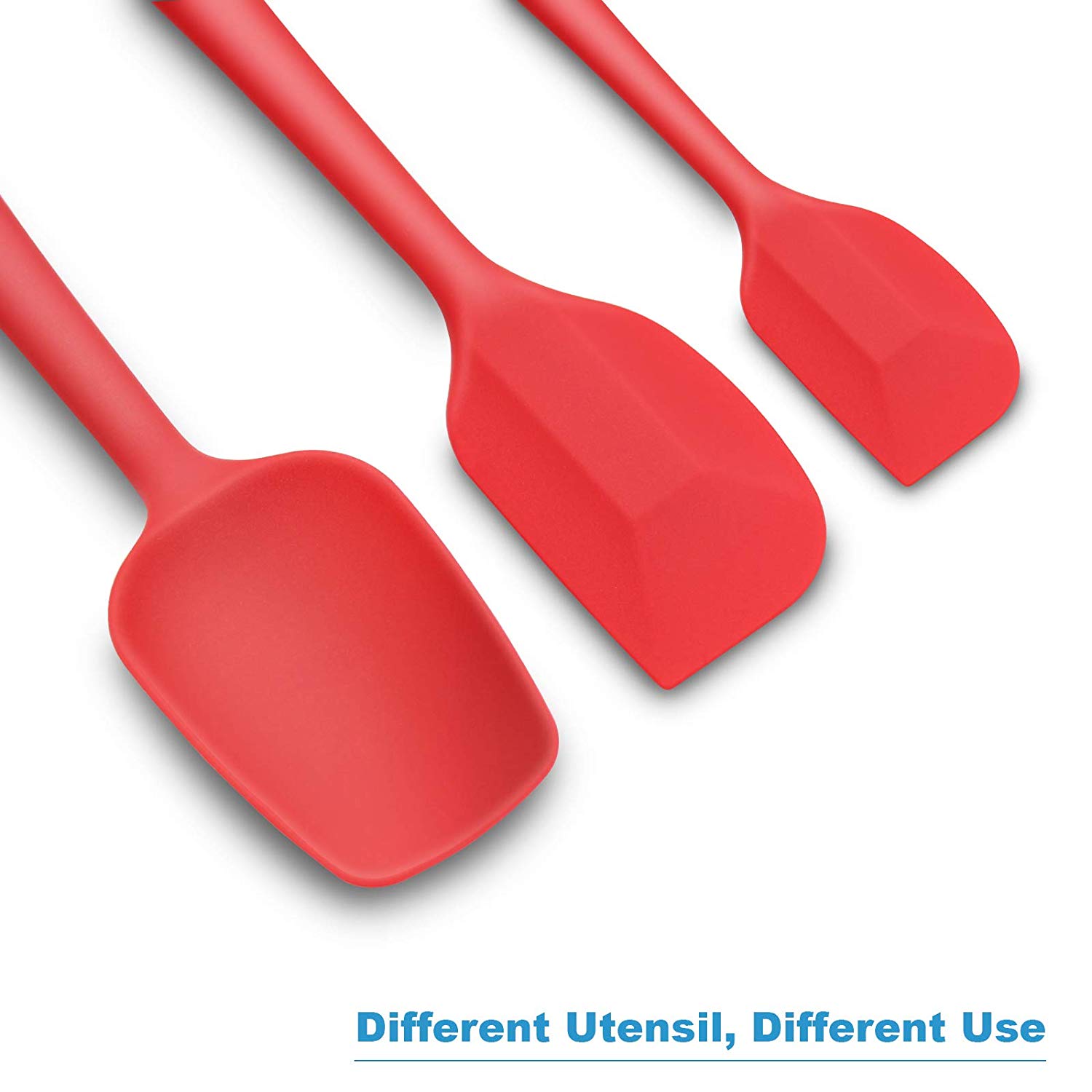 Silicone Spatula 3-piece Set, High Heat-Resistant Pro-Grade Spatulas, Non-stick Rubber Spatulas with Stainless Steel Core, Red, I2341 - image 5 of 7