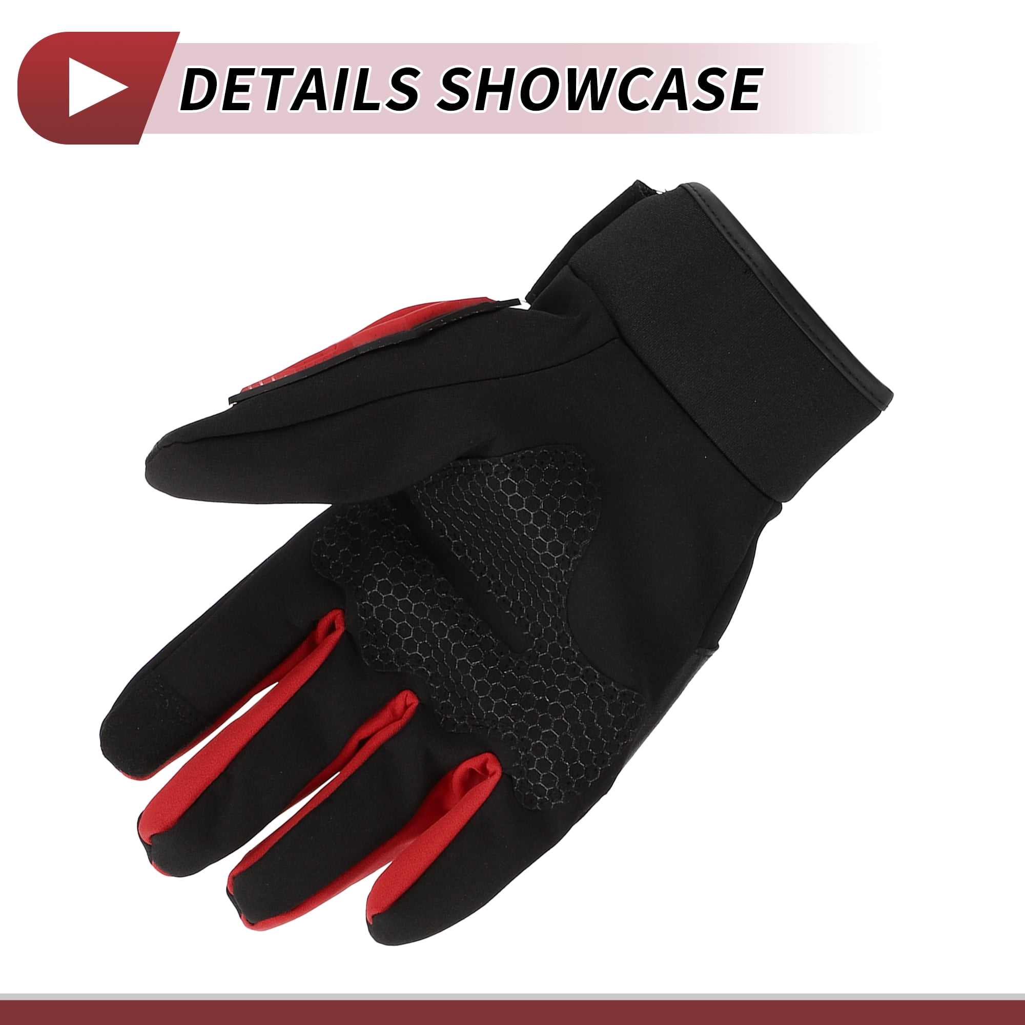 Unique Bargains 1 Pair Motorcycle Gloves Breathable Heat Dissipation Cycling Gloves Full Finger Black Red Polyester