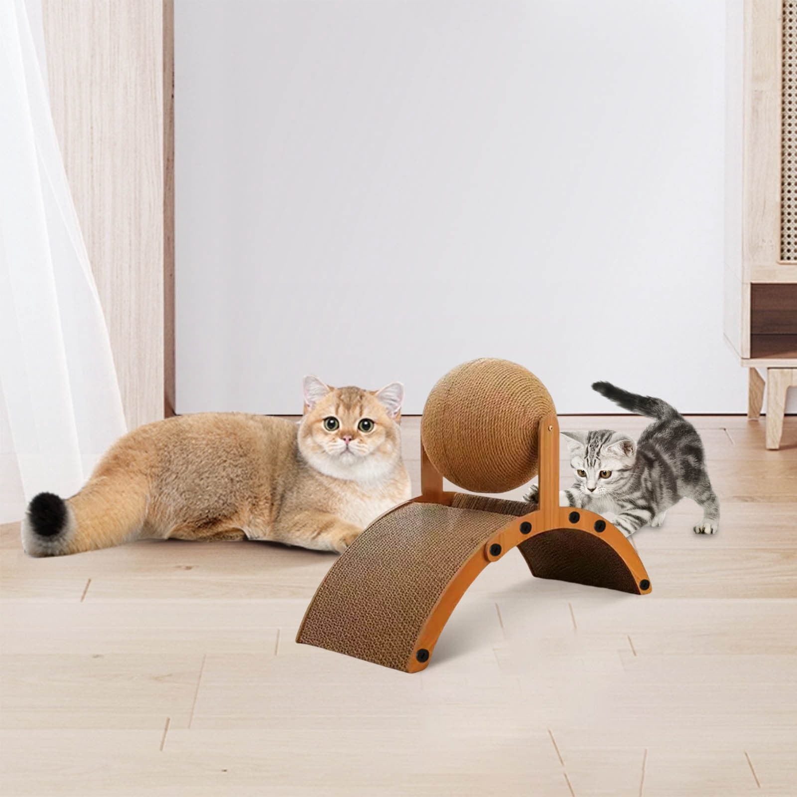 Durable Corrugated Cat Scratcher Pad with Sisal Board Inclined Scratching Post for Indoor