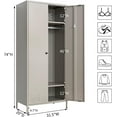 thumbnail image 2 of Metal Storage Wardrobe Cabinet, Armoire Closet Storage Cabinet with Hanging Rod for Bedroom, Laundry Room (Gray), 2 of 6